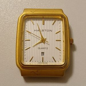 Vintage Halston Women's Gold Tone Date Indicator Quartz Watch Case 241-6L12